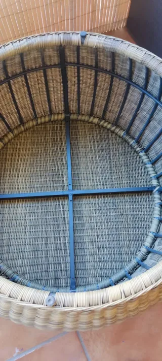 Mesita y taburete mimbre cristal Maisons du monde