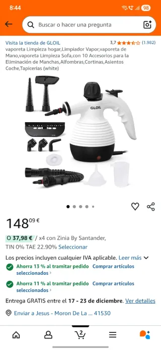 Vaporeta GLOIL Limpieza Hogar con Accesorios,NUEVA