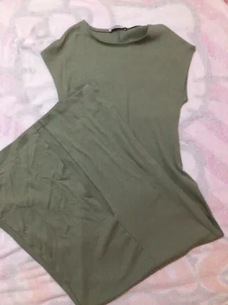 Vestido largo verde oliva