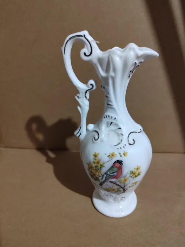 Jarrón de cerámica vintage pájaro