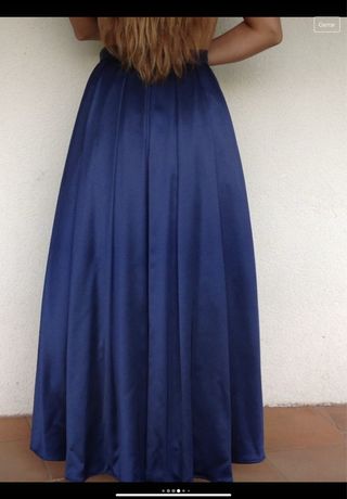 Falda de raso ceremonia color azul noche