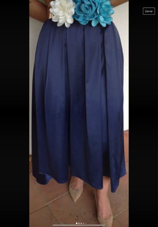 Falda de raso ceremonia color azul noche