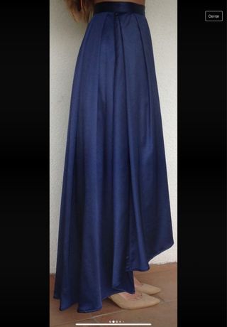 Falda de raso ceremonia color azul noche