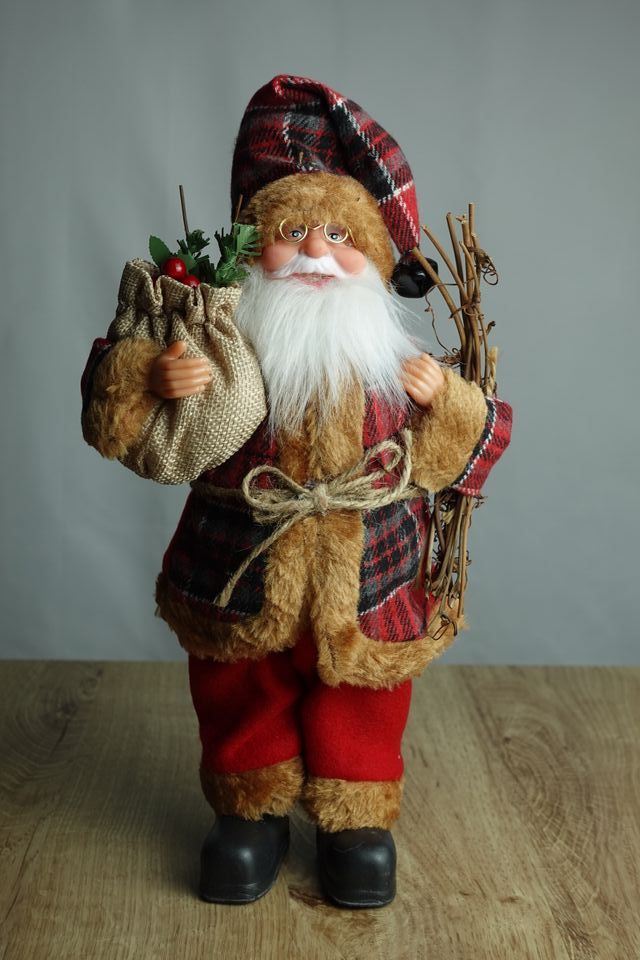 Figura de Papai Noel Rústico com Saco de Natal