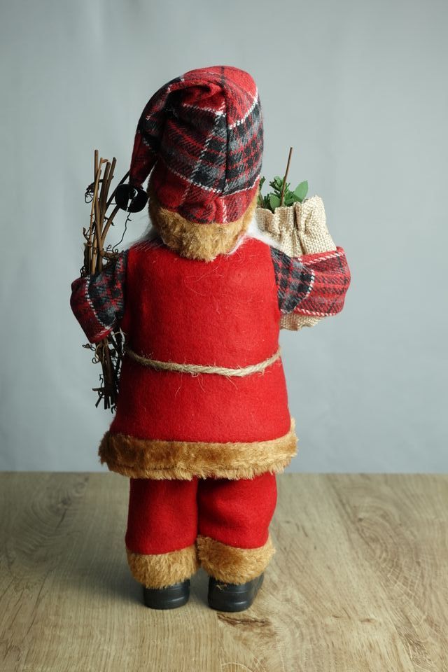 Figura de Papai Noel Rústico com Saco de Natal
