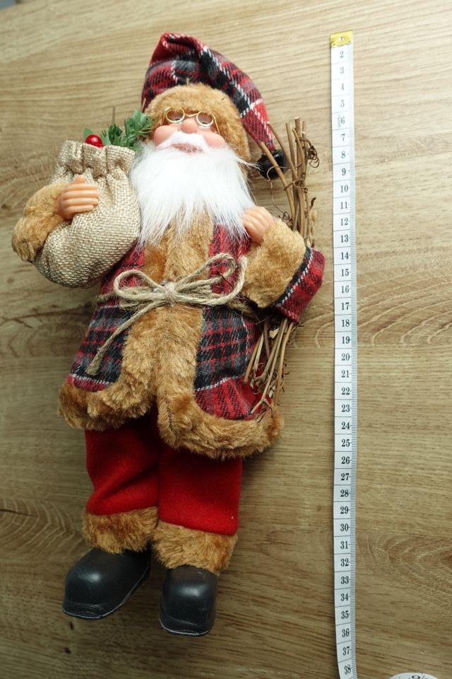 Figura de Papai Noel Rústico com Saco de Natal