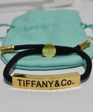 Pulsera Tiffany & Co. Cordón Negro y acero inoxida