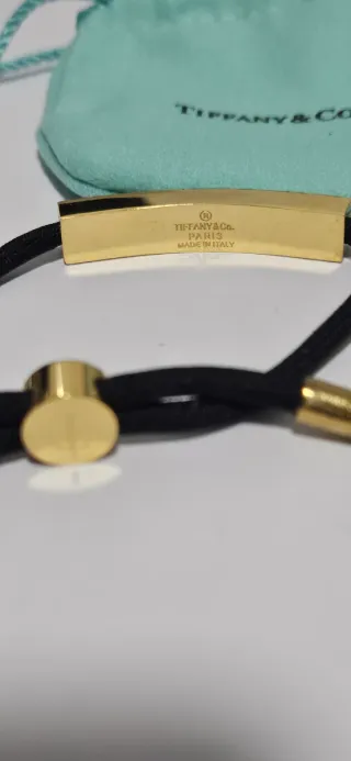 Pulsera Tiffany & Co. Cordón Negro y acero inoxida