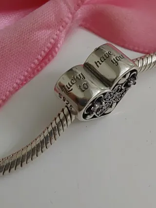 Charm Corazón Plata S925 Circonitas Rosas.