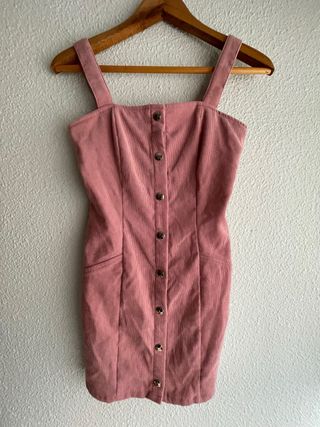 Vestido rosa de pana con botones Peto