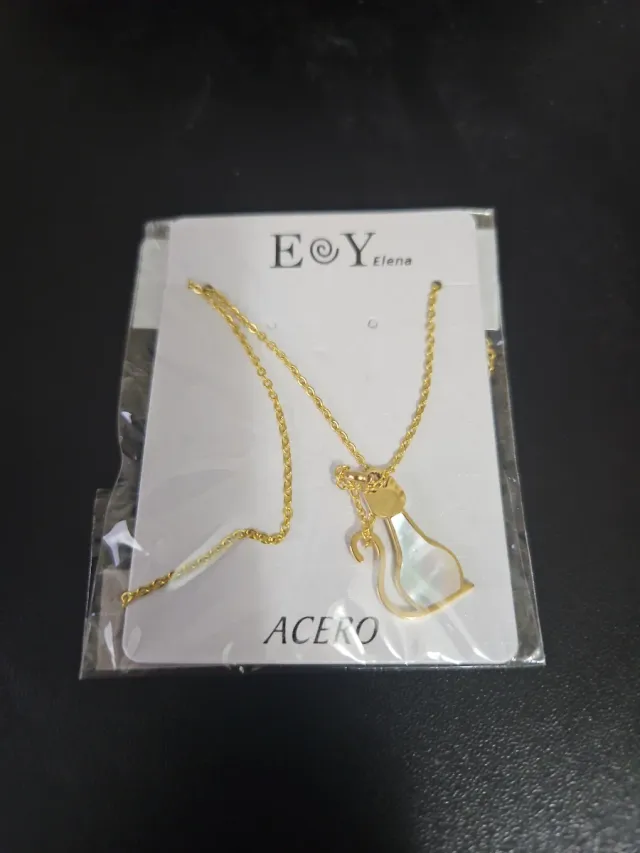 Colgante E&Y Elena Gato Blanco y Dorado