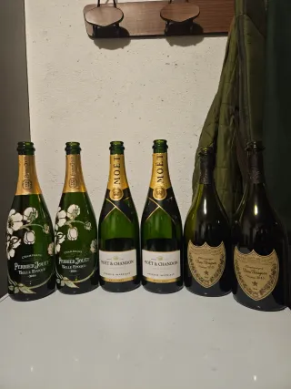6 Bottiglie Vuote Champagne varie