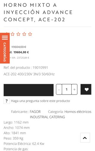 Horno Fagor 202 Concept Vapor Convección