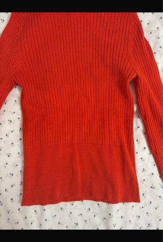 Jersey Zara canalé cuello alto naranja