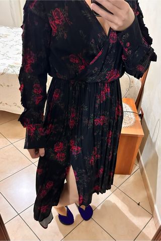 Abito lungo floreale con spacco