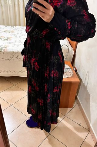 Abito lungo floreale con spacco