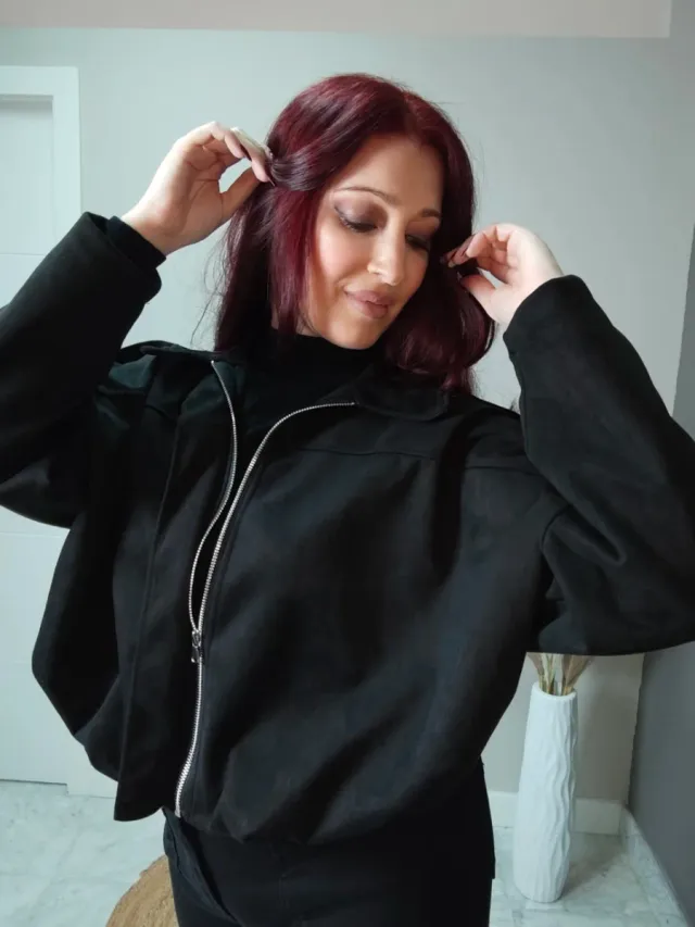 Bomber de antelina negra