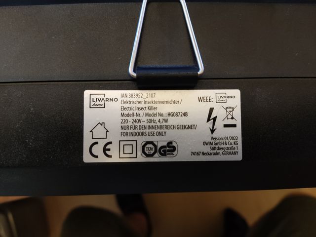 Lámpara matainsectos eléctrica