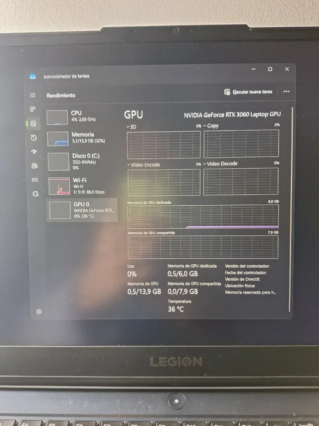 Portátil Gaming Lenovo Legion5 Ryzen 7 5800H 3060