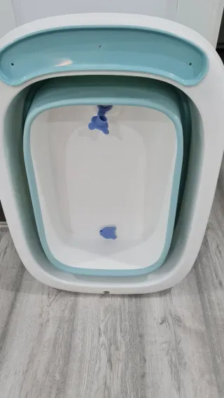 Bañera Plegable Bebé Azul y Blanca