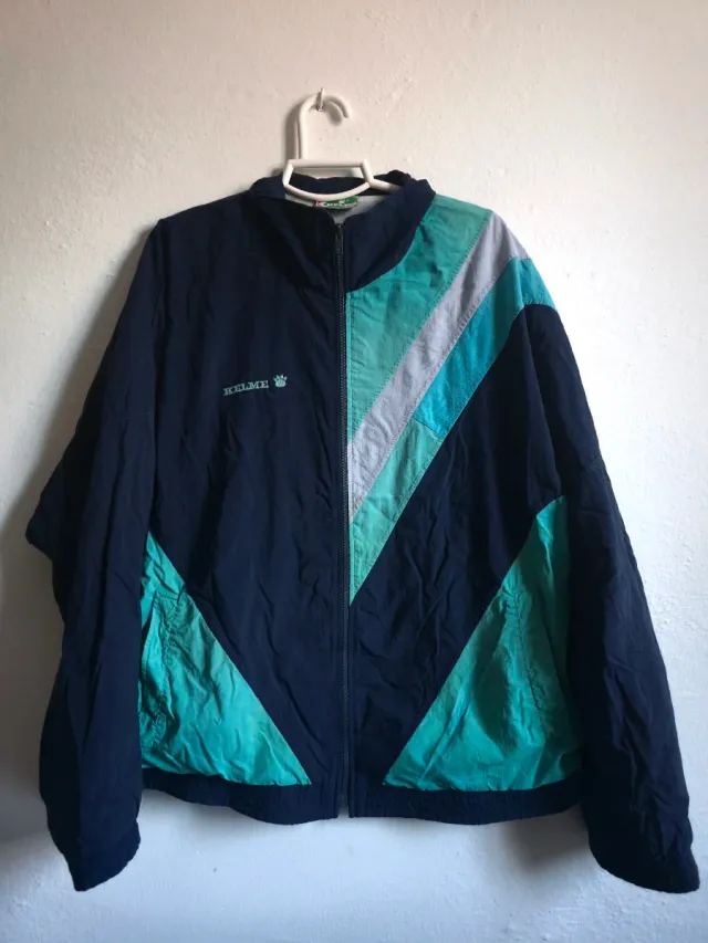 Cortavientos Kelme Vintage 90s Azul Turquesa