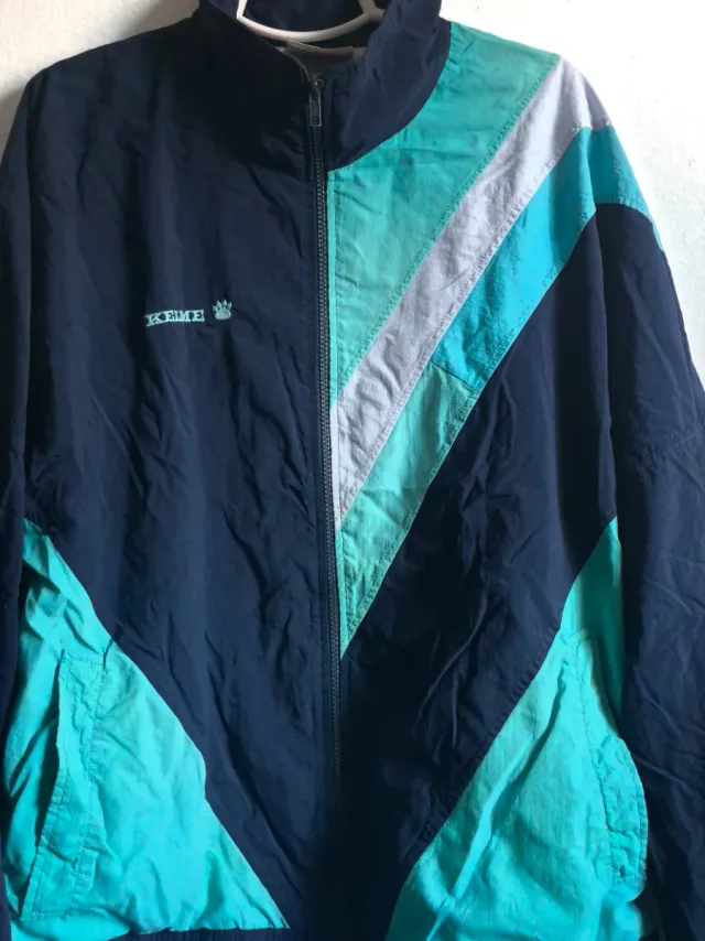 Cortavientos Kelme Vintage 90s Azul Turquesa