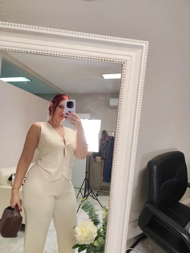 Conjunto 3 piezas punto color crema