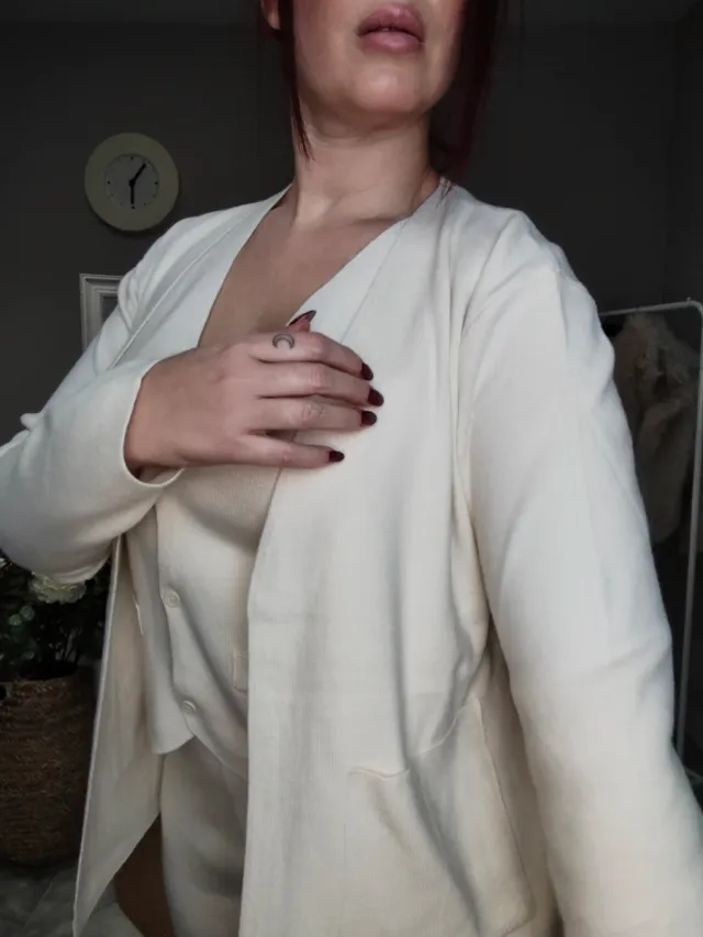 Conjunto 3 piezas punto color crema