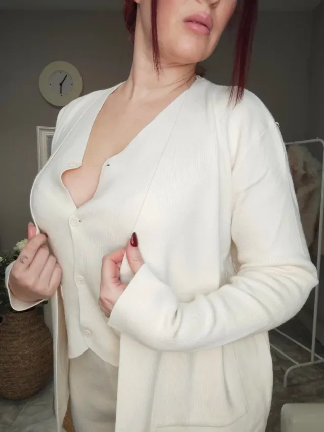 Conjunto 3 piezas punto color crema