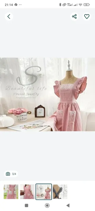 Avental NOVO estilo vintage ROSA