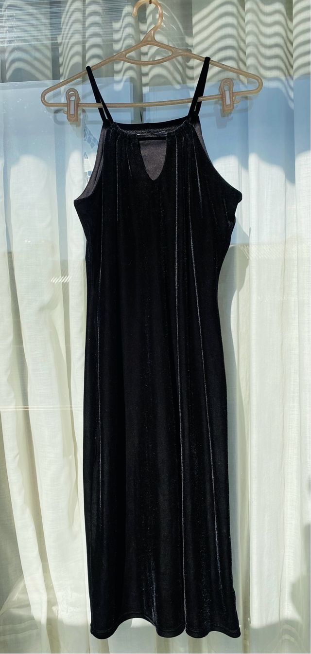 Vestido midi vintage terciopelo negro