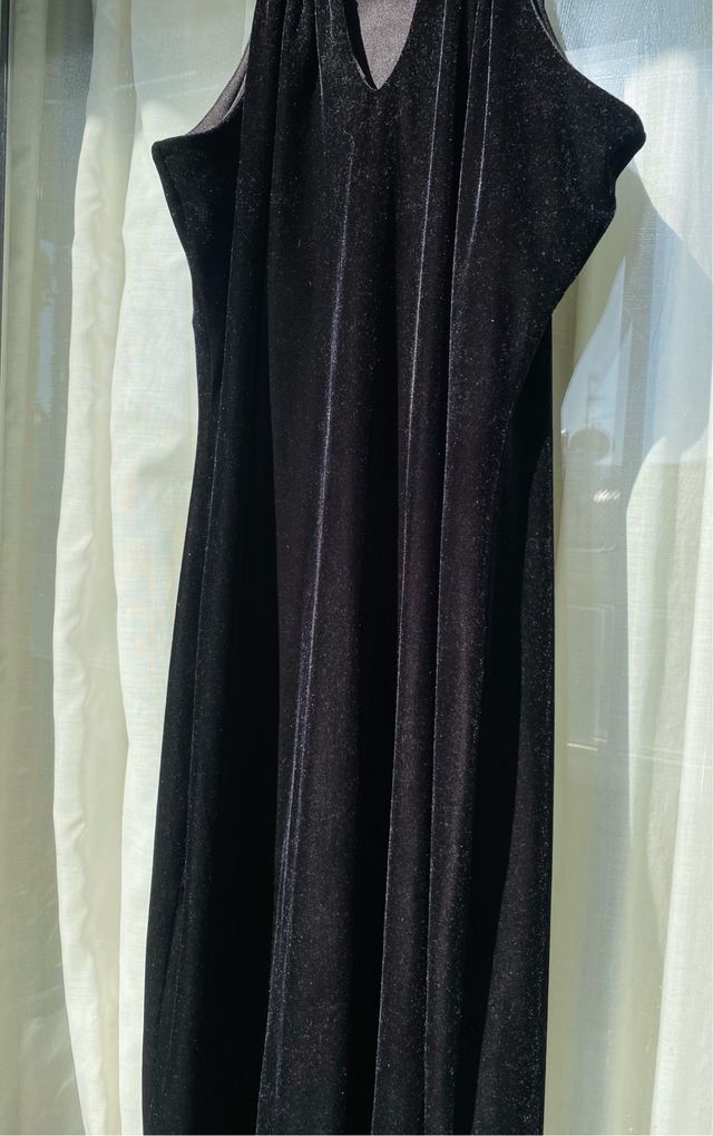 Vestido midi vintage terciopelo negro