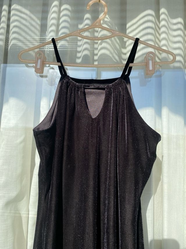 Vestido midi vintage terciopelo negro