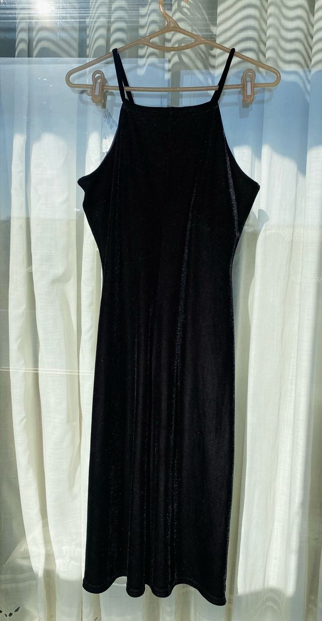 Vestido midi vintage terciopelo negro
