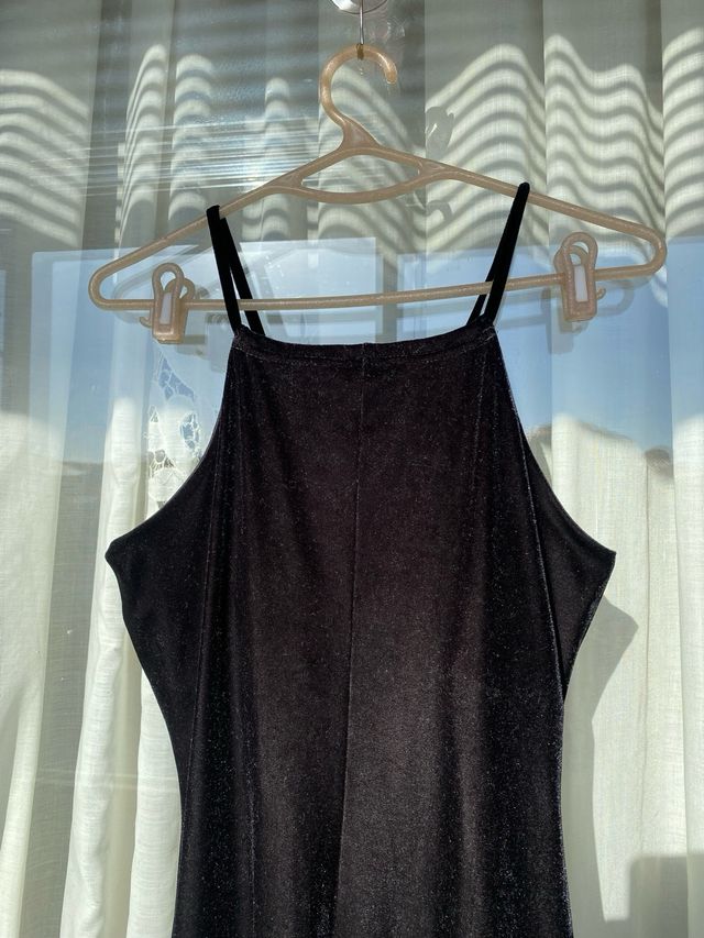 Vestido midi vintage terciopelo negro