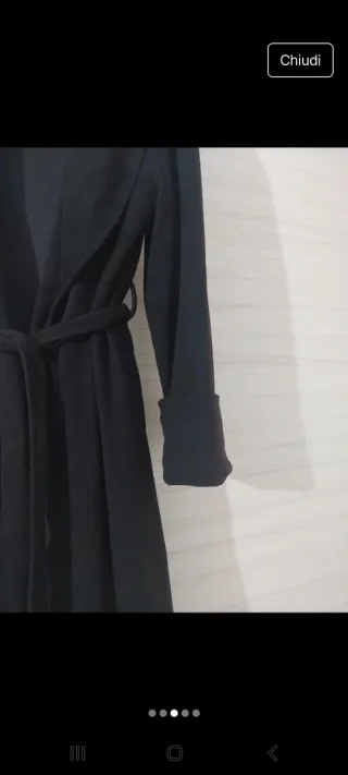 Cappotto lungo nero con cintura