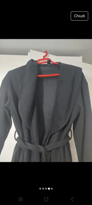 Cappotto lungo nero con cintura