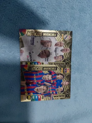 2 Cromos Míticos Invencibles Real Madrid y Barça