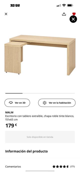 Escritorio MALM Ikea extensible