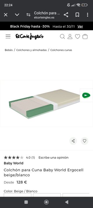 Colchón de cuna y protector. Marca Ergocell