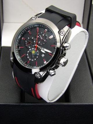 Orologio Uomo Cronografo 47mm Nero/Rosso