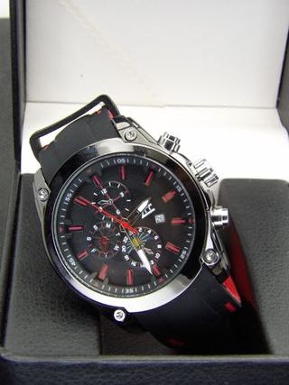Orologio Uomo Cronografo 47mm Nero/Rosso