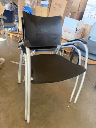 Pack 2 Sillas Oficina Negras y Plateadas