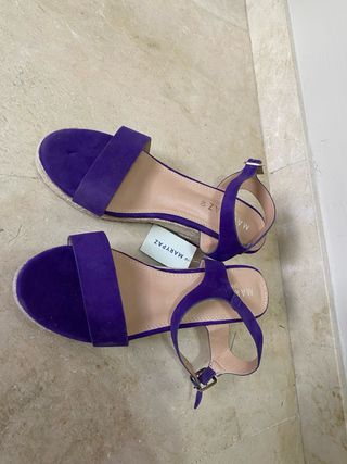 Sandalias Marypaz Ante Morado Cuña Esparto Talla40