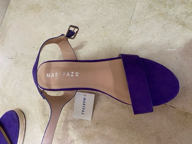 Sandalias Marypaz Ante Morado Cuña Esparto Talla40