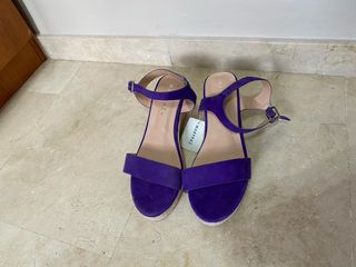 Sandalias Marypaz Ante Morado Cuña Esparto Talla40