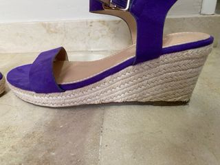 Sandalias Marypaz Ante Morado Cuña Esparto Talla40