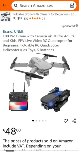 Dron plegable blanco y negro con control