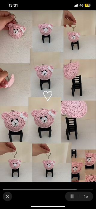 Bomboniera Orsetto Uncinetto Rosa