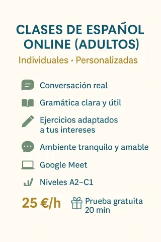 Clases de ESPAÑOL Online para adultos (1:1)